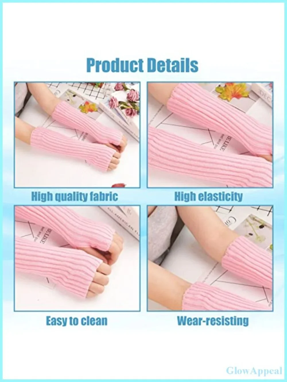 Women's Knit Arm Warmers Fingerless Gloves with Thumb Hole Winter Accessory
